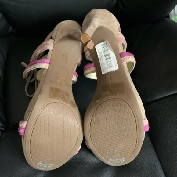 Jessica Simpson Pink Suede Cage Sandals Size 8.5 New - Picture 3 of 8